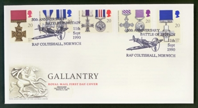 1990 Gallantry on Post Office cover Coltishall Norwich FDI