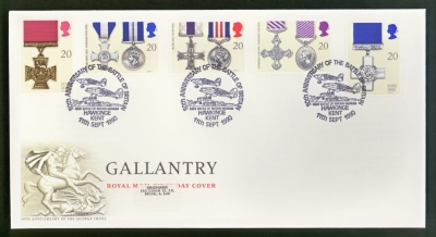 1990 Gallantry on Post Office cover Hawkinge Kent FDI