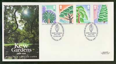 1990 Kew Gardens on Post Office cover Kew oval FDI