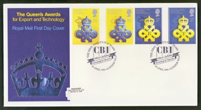 1990 Queens Award on Post Office cover CBI Jubilee FDI