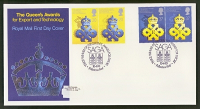 1990 Queens Award on Post Office cover SAGA Folkstone FDI