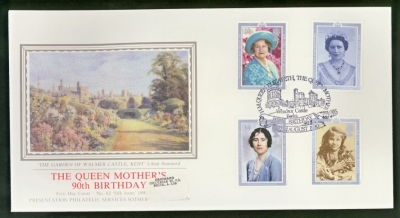 1990 Queens Birthday on PPS Silk cover Windsor Castle oval FDI