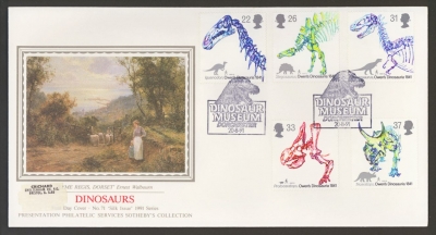 1991 Dinosaurs on PPS Silk cover Museum Dorchester FDI