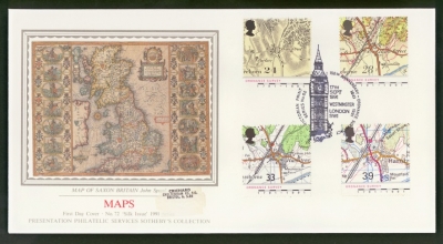 1991 Maps on PPS Silk cover with Westminster FDI