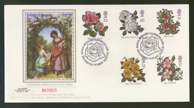 1991 Roses on PPS Silk cover Botanic Gardens Kew FDI