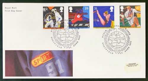 1991 Sport on Post Office cover Student Games Sheffield FDI