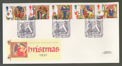 1991 Christmas on Post Office cover Gospels Holy Island