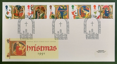 1991 Christmas on Post Office cover Lincoln FDI