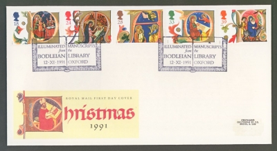 1991 Christmas on Post Office cover Oxford FDI