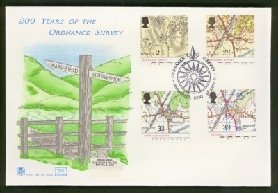 1991 Maps on Stuart cover with Ordnance Survey Hamstreet FDI