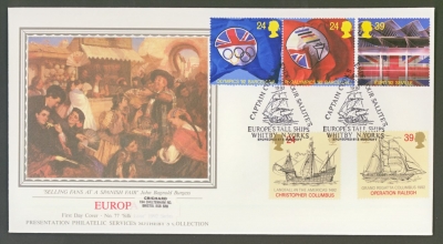 1992 Europa on PPS Silk cover with Whitby FDI