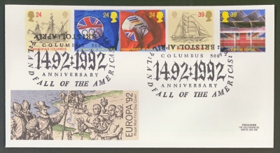 1992 Europa on Post Office cover with Bristol FDI
