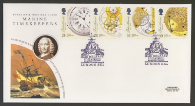 1993 Marine Clocks on Post Office cover HMS Belfast London FDI
