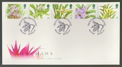 1993 Orchids on Post Office cover Belfast FDI