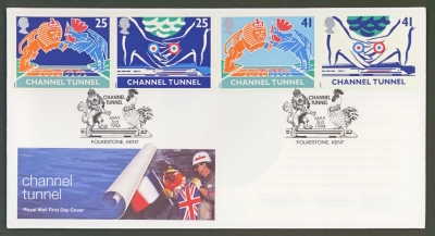 1994 Channel Tunnel on Post Office cover Lion and Cock Folkestone FDI
