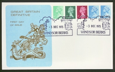 1975 3rd Dec 10p coil on Thames cover with Windsor FDI