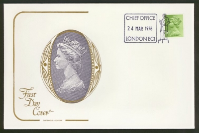 1976 24th Mar 8½p AOP on Cotswold cover with London FDI