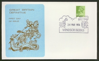 1976 24th Mar 8½p AOP on Thames cover with Windsor FDI