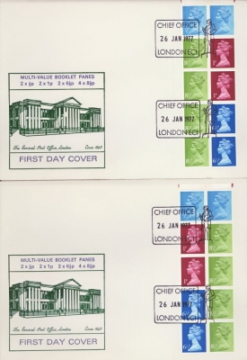 1977 26th Jan 50p Booklet panes on two Historic Relics covers London FDI