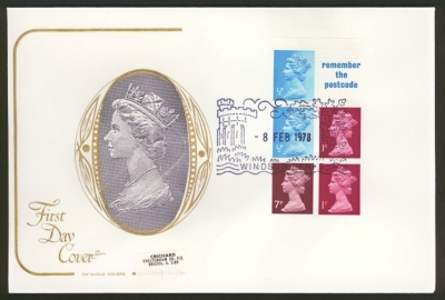 1978 8th Feb 10p Booklet pane on Cotswold cover Windsor FDI