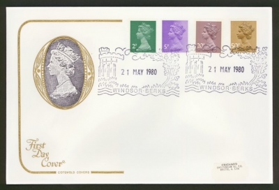 1980 21st May 2p - 50p Questa etc on Cotswold cover Windsor FDI
