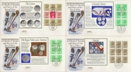 1983 14th Sept £4 Royal Mint Book panes on 4 Post Office cover Bureau + LLantrisant FDI