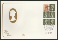 1987 29th Sept £1 Booklet pane on Cotswold cover Windsor FDI