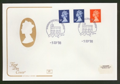 1988 5th Sept 14p + 19p New stamps on Cotswold cover Windsor FDI