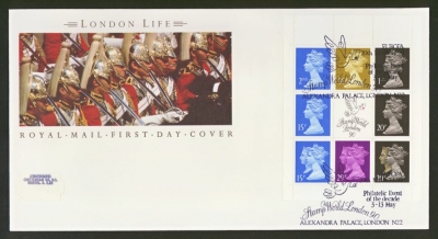 1990 20th March London Life Se-tenant pane on Post Office cover Stamp World FDI