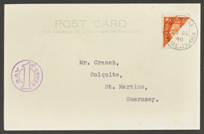 Guernsey 1940 2d KG V1 Bisect VFU on First Day cover