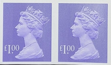 1993 £1 Bluish Violet Variety Imperf SG Y1743a A Fresh U/M pair