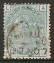 1873 1/- Green SG 150 Plate 13