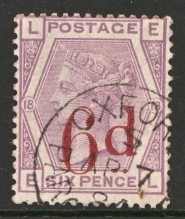 1880 6d on 6d Lilac SG 162 Superb Used