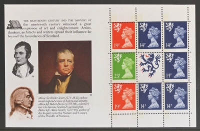 1989 Scotland se-tenant Booklet pane SG S55l variety with a Good Perf Shift.