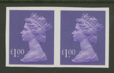 1993 £1 Bluish Violet Variety Imperf SG Y1743a A Fresh U/M pair of this difficult stamp. Cat £950