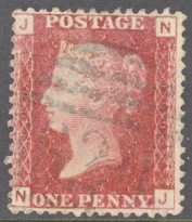 1858 1d Red Plate 100