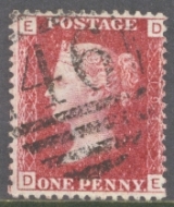 1858 1d Red Plate 194  Cat £10